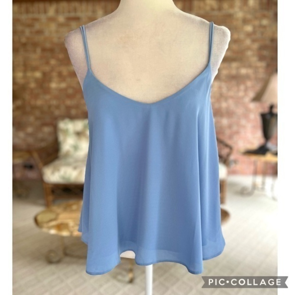 Topshop Blue Georgette Crepe Flowy Tank Top Camisole 6 Soft Girl